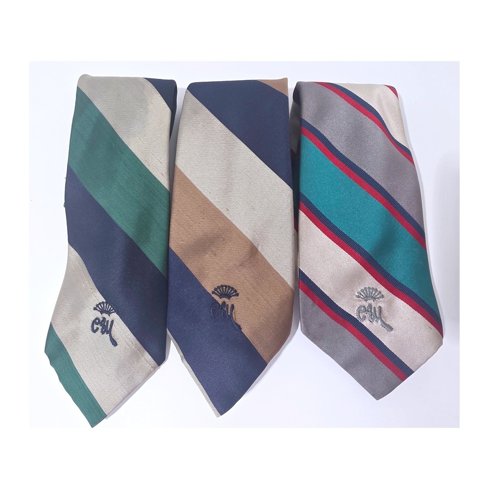 Lot of 3 Vintage Countess Mara Maison Blanche Striped Silk Ties Repp Logo READ